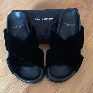 Saint Laurent Jimmy Joan Velvet Cross Slide